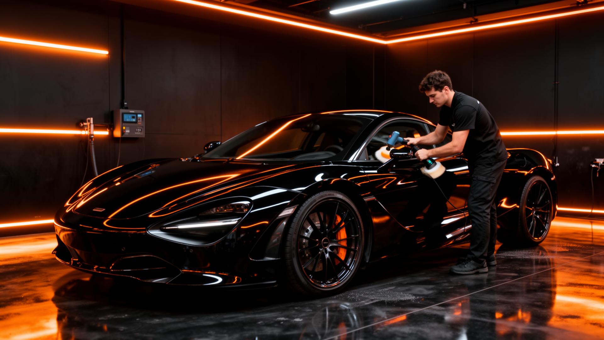 Carro em uma estética automotiva premium